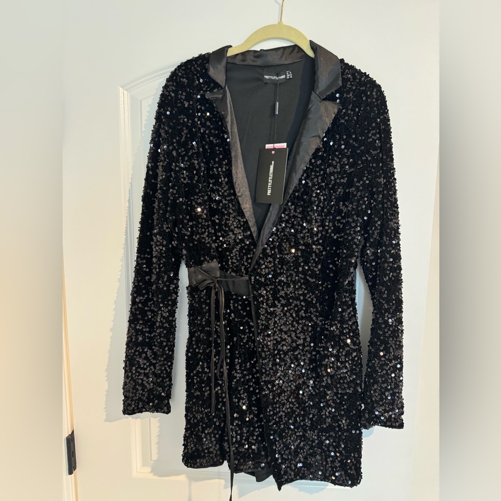 PLT Black Sequin Romper, Size 10, NWT